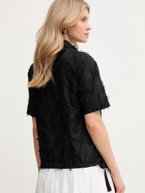 Silvian Heach koszula bawełniana SEREMA damska kolor czarny regular z kołnierzykiem klasycznym GPP25332CA