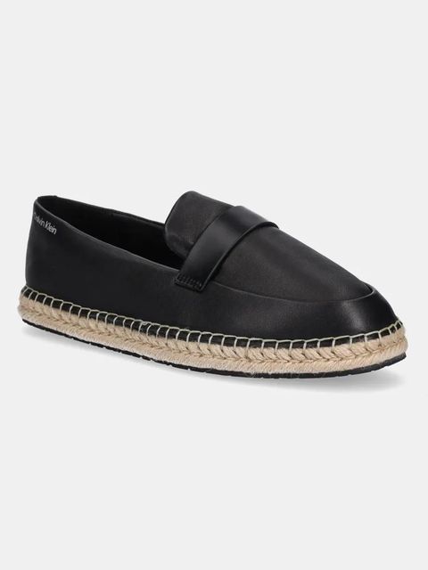 Calvin Klein espadryle skórzane ESPADRILLE W/CK HW - LTH kolor czarny HW0HW02390 - zdjęcie produktu nr 1