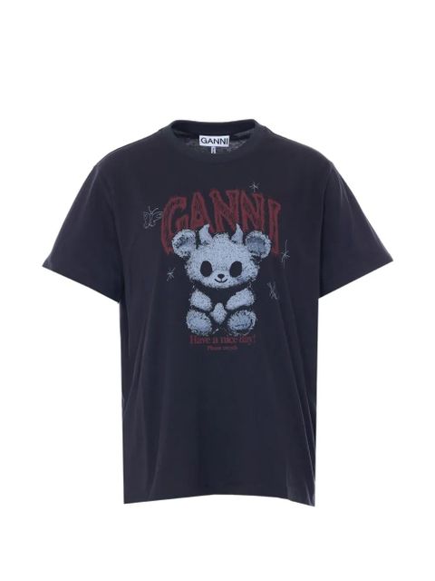 GANNI bear-print logo T-shirt - Black - zdjęcie produktu nr 1