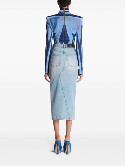 Balmain denim midi skirt - Blue