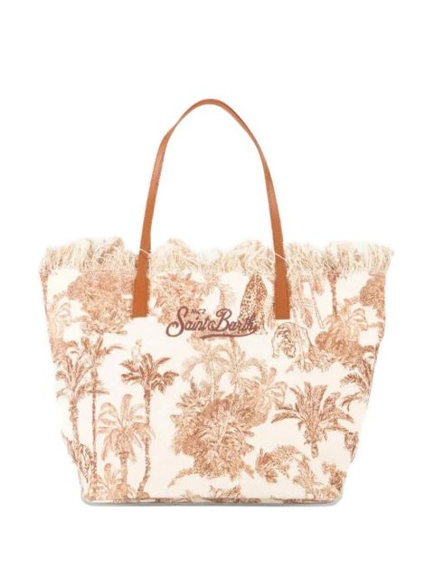 MC2 Saint Barth fringed jungle-print tote bag - Neutrals - zdjęcie produktu nr 1