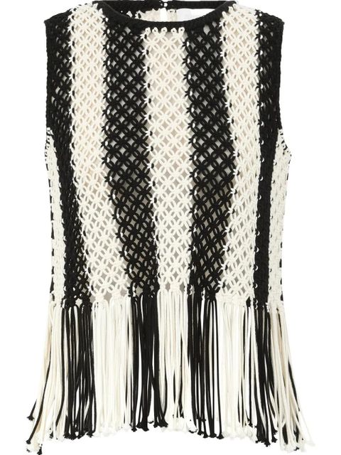 ZIMMERMANN macramé-fabric fringed-hem top - Neutrals - zdjęcie produktu nr 2