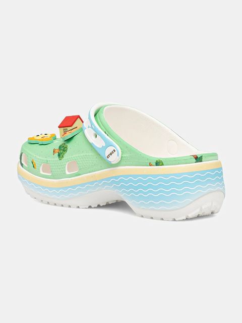 Crocs klapki Animal Crossing Platform Clog damskie kolor zielony na platformie 210101