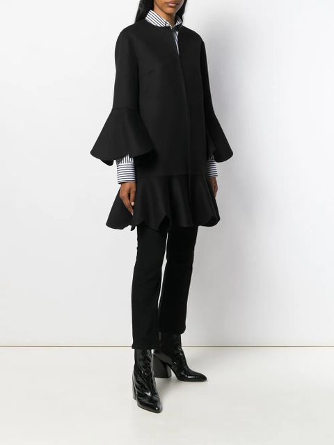Valentino Garavani flared scalloped coat - Black