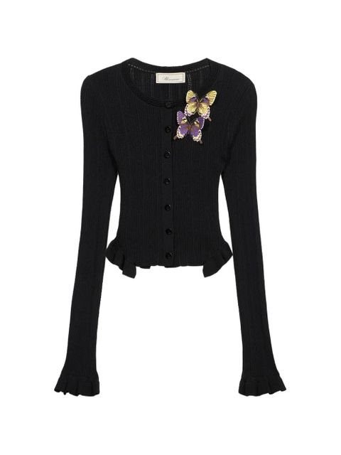 Blumarine ribbed butterfly cardigan - Black - zdjęcie produktu nr 1