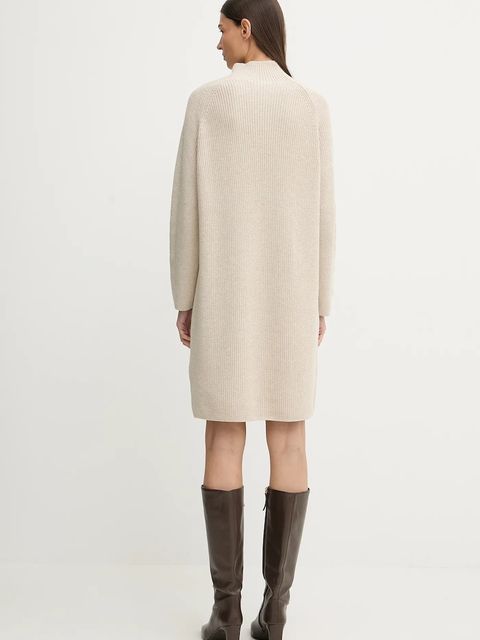 Marc O'Polo sukienka z dodatkiem wełny kolor beżowy mini prosta 600605967001