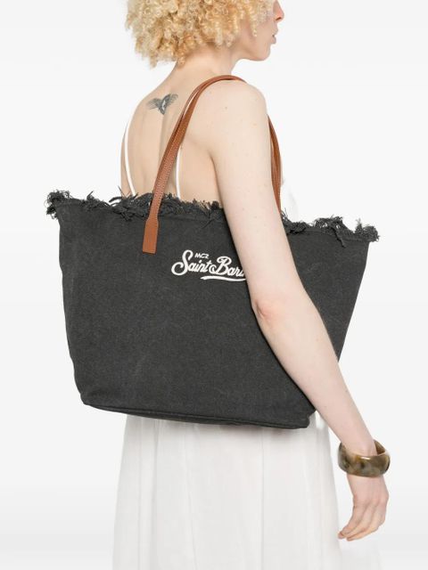 MC2 Saint Barth fringed logo-embroidered tote bag - Black - zdjęcie produktu nr 2