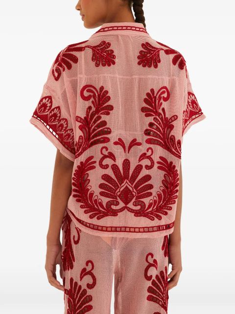 FARM Rio embroidered button-up shirt - Pink