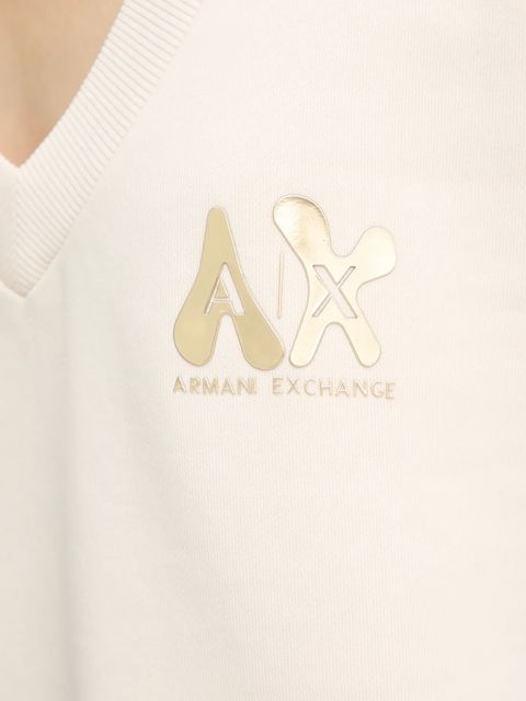 Armani Exchange bluza bawełniana damska kolor beżowy z nadrukiem XW001461 AF16192