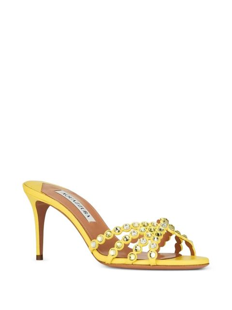 Aquazzura Tequila crystal-embellished scallop sandals - Yellow - zdjęcie produktu nr 2