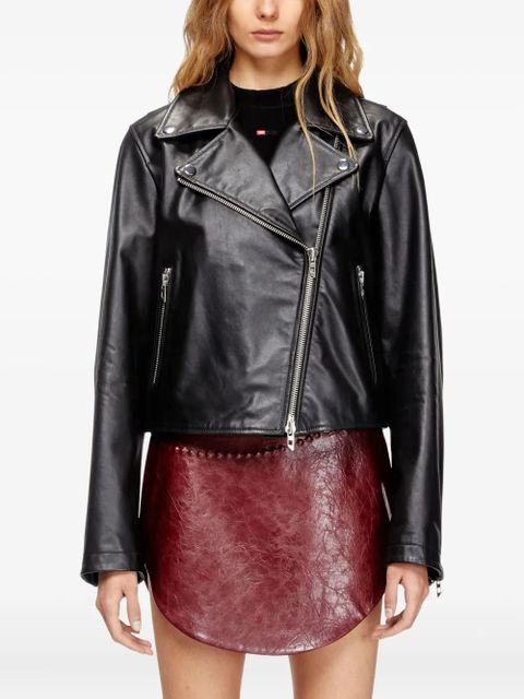 Diesel zip-up leather jacket - Black
