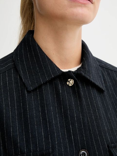 Sessun koszula z dodatkiem wełny damska kolor granatowy relaxed z kołnierzykiem klasycznym 25110028