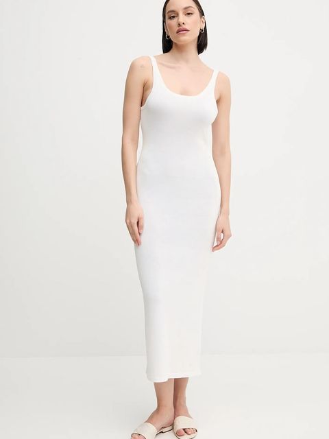 Calvin Klein Jeans sukienka kolor biały maxi dopasowana J20J225284