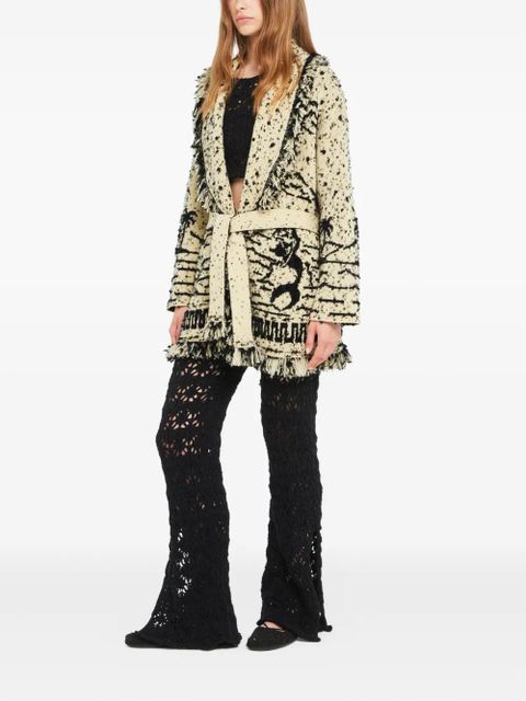 Alanui Ocean Whispers fringed graphic-pattern cardigan - Neutrals - zdjęcie produktu nr 2