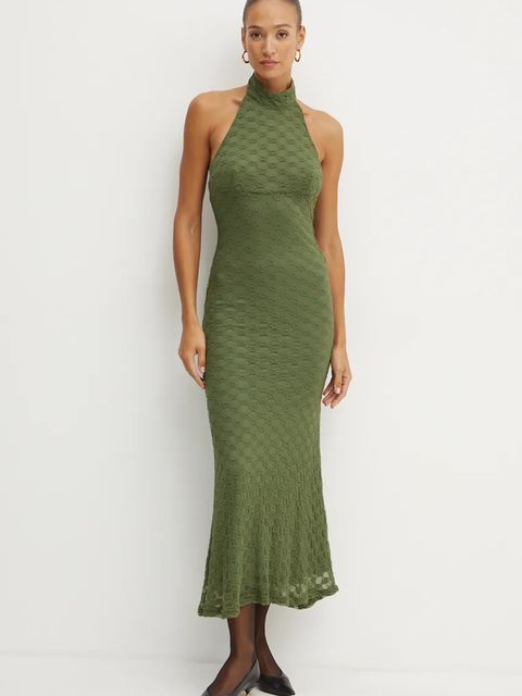 Bardot sukienka OLA kolor zielony maxi dopasowana 59403DB