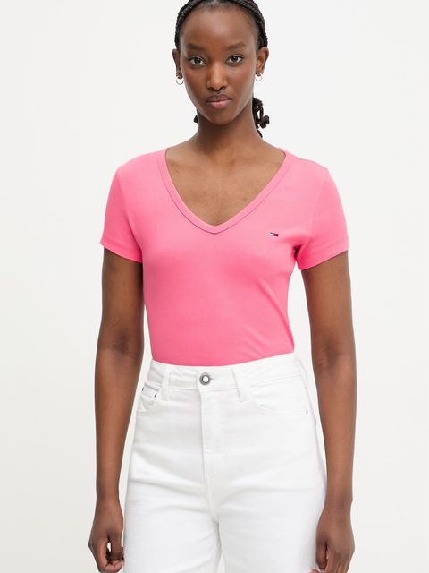 Tommy Jeans T-shirt damski bawełniany z elastanem - zdjęcie produktu nr 1