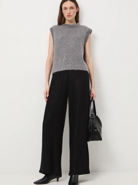 Medicine spodnie damskie kolor czarny szerokie medium waist - zdjęcie produktu nr 1