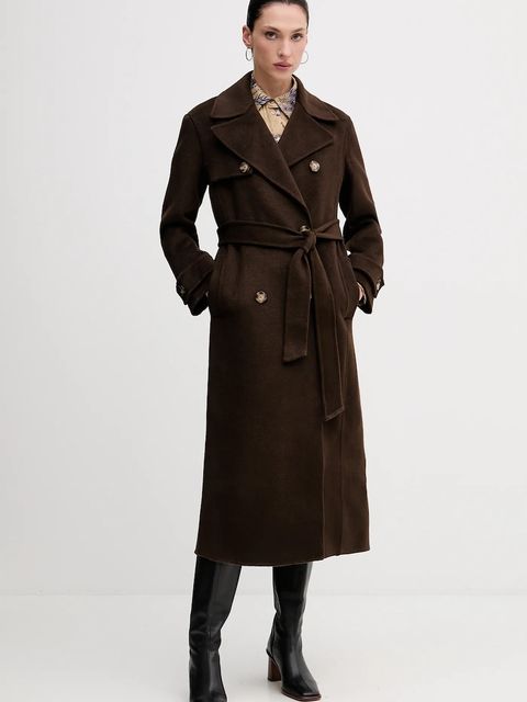 Pedro del Hierro płaszcz z dodatkiem wełny kolor brązowy 7522237 - zdjęcie produktu nr 1