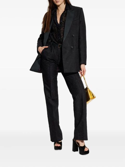 ETRO double-breasted paisley-pattern blazer - Black
