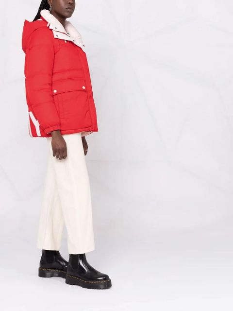 Yves Salomon logo-print padded coat - Red