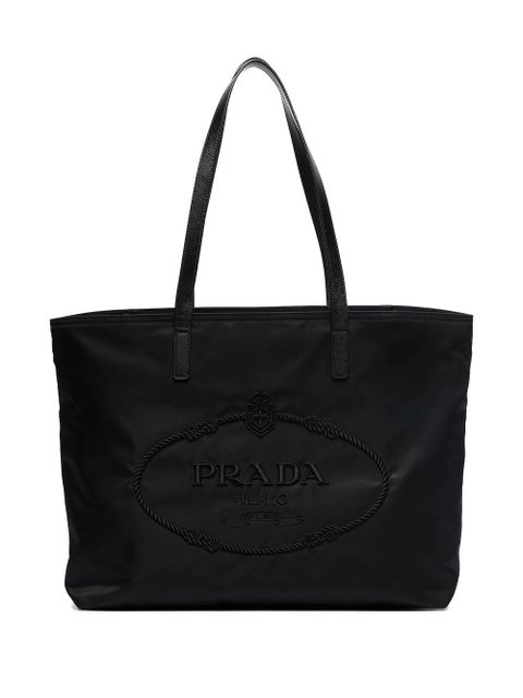 Prada Re-Nylon embroidered tote bag - Black