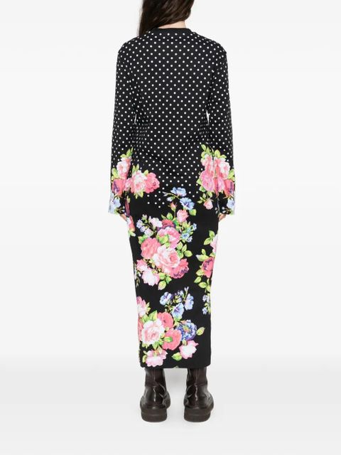 Moschino polka-dot floral-print midi dress - Black