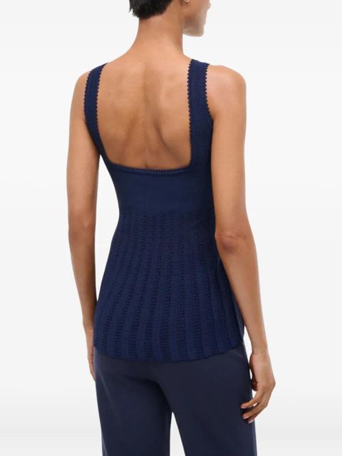 STAUD square-neck pleated top - Blue