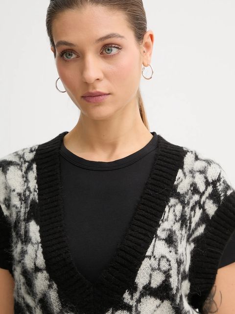 United Colors of Benetton kamizelka z domieszką moheru damski kolor czarny 1VAAE403E