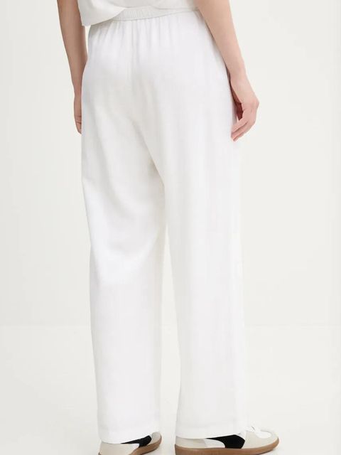 Abercrombie & Fitch spodnie lniane kolor beżowy szerokie high waist KI156-5128