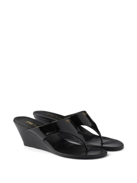 Prada patent-leather wedge sandals - Black - zdjęcie produktu nr 2
