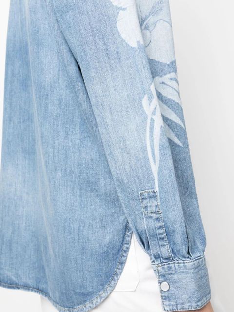 PINKO Gufare floral-print denim shirt - Blue
