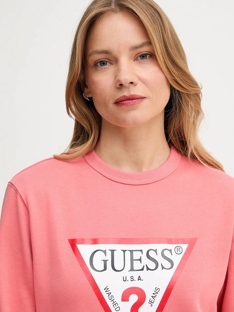 Guess bluza damska kolor różowy z nadrukiem W2YQ16 KBA11 - zdjęcie produktu nr 2