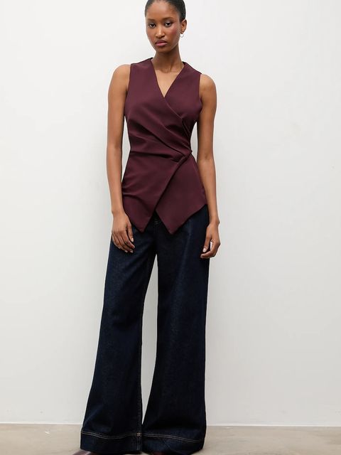 Answear.LAB kamizelka kolor bordowy oversize