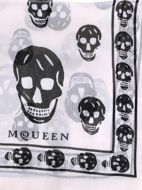 Alexander McQueen skull-print silk scarf - White
