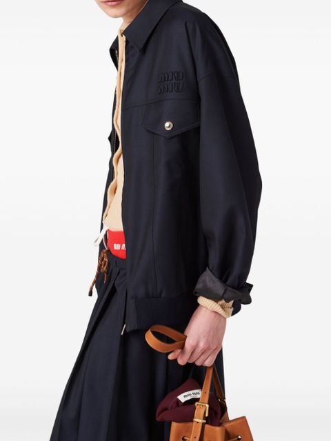 Miu Miu Batavia wool bomber jacket - Blue - zdjęcie produktu nr 2