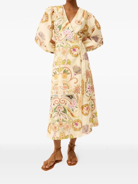Marie Oliver Everette puff-sleeve floral dress - Neutrals