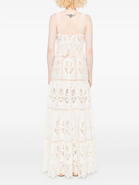 Johanna Ortiz lace tiered maxi skirt - Neutrals