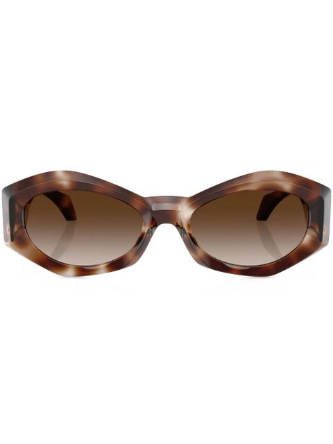 Versace Eyewear Medusa-plaque oval-frame sunglasses - Brown - zdjęcie produktu nr 1