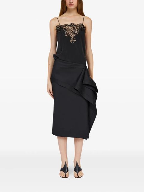 Ferragamo silk embroidered-lace top - Black