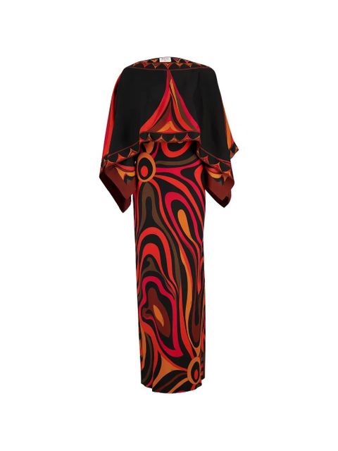 PUCCI Marmo print cape-overlay maxi dress - Black - zdjęcie produktu nr 1