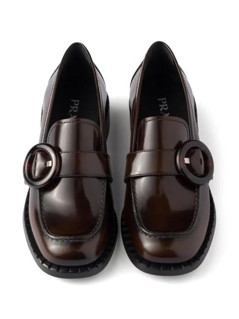 Prada brushed leather loafers - Brown