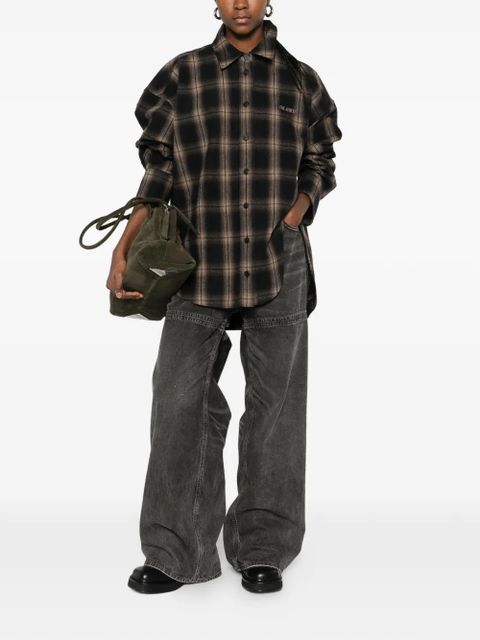 The Attico Diana checked long-sleeve shirt - Black - zdjęcie produktu nr 2