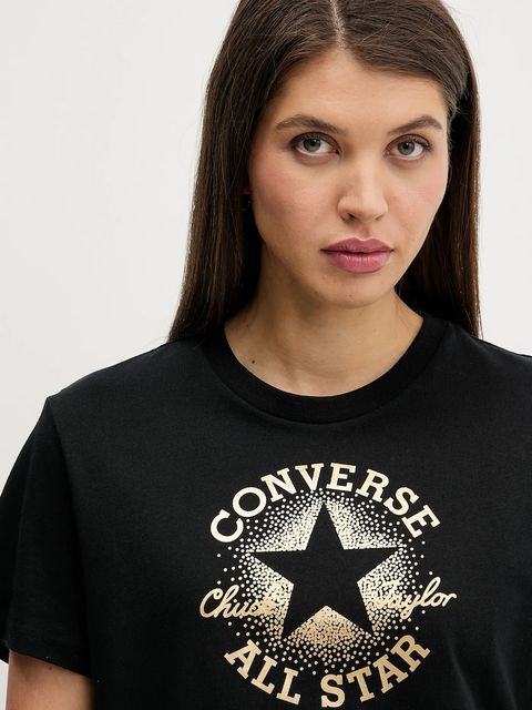 Converse t-shirt bawełniany damski kolor czarny CVW5T845