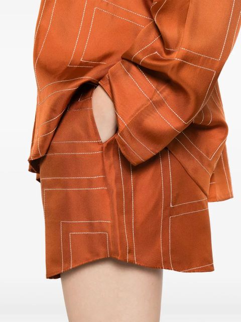 TOTEME monogram silk shorts - Brown