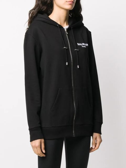 Balmain logo zipped hoodie - Black