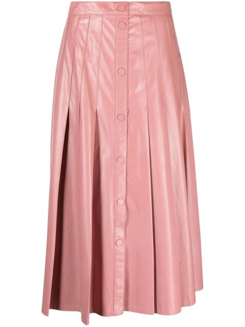 TWINSET faux-leather pleated midi skirt - Pink - zdjęcie produktu nr 1