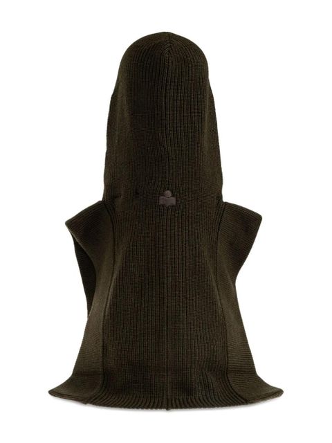 ISABEL MARANT hooded ribbed wool scarf - Black