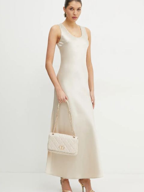 Silvian Heach sukienka CORNAVA kolor beżowy maxi dopasowana GPP25361VE