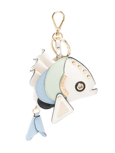 Prada leather key ring - White