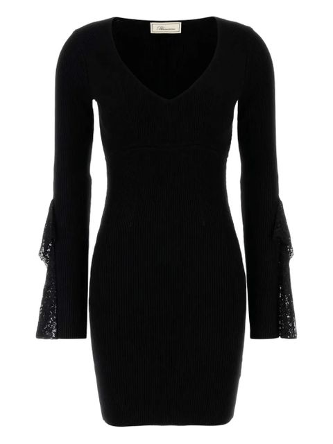 Blumarine lace-detail ribbed-knit mini dress - Black - zdjęcie produktu nr 1